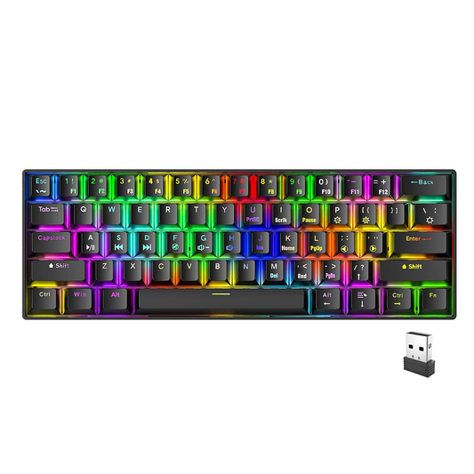 60% Mini Portable Bluetooth Wireless RGB Mechanical Keyboard 61 Keys Compact Gaming Keyboard with Tactile Brown Switch